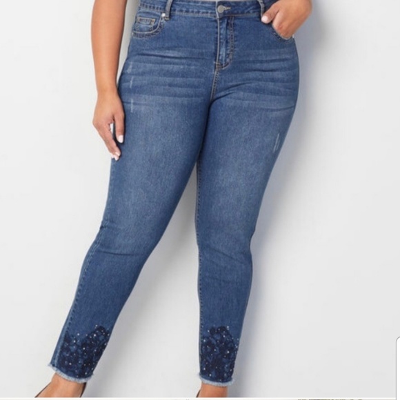 Jeans with Embroidered Cuff - Picture 1 of 8